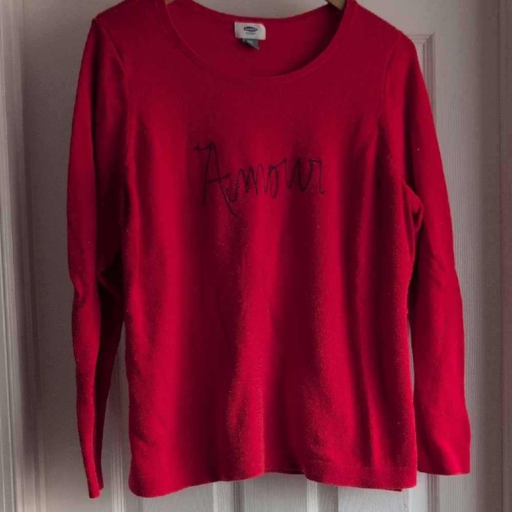 Old Navy Red 'Amour' Long Sleeve Tee